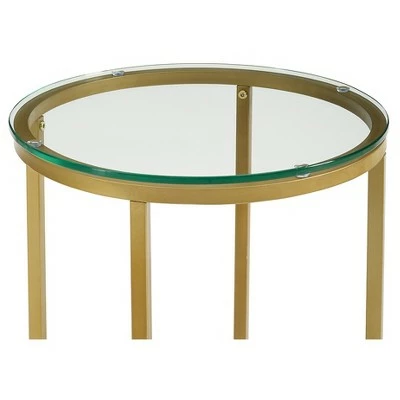 Vivian Glam X Leg Round Side Table - Saracina Home Dark Walnut/gold 4 Vivian Glam X Leg Round Side Table - Saracina Home Dark Walnut/gold - Image 2