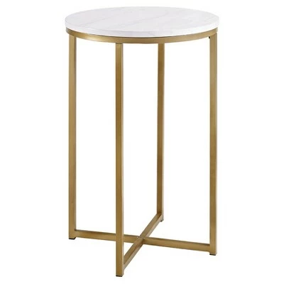 Vivian Glam X Leg Round Side Table - Saracina Home Dark Walnut/gold 8 Vivian Glam X Leg Round Side Table - Saracina Home Dark Walnut/gold - Image 6