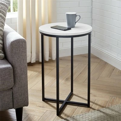 Vivian Glam X Leg Round Side Table - Saracina Home Dark Walnut/gold 11 Vivian Glam X Leg Round Side Table - Saracina Home Dark Walnut/gold - Image 9
