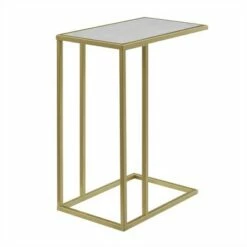 23" Modern Rectangle Two-Tone C Side Table with Metal Base - Saracina Home Faux Marble Gold -Side Tables Sales unnamed file 1059