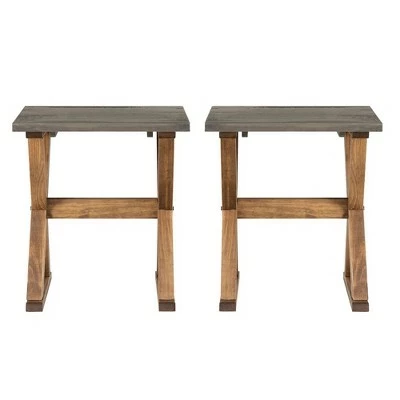 Set of 2 Xavier Farmhouse Trestle Leg Distressed Side Tables - Saracina Home Rustic Oak/white Wash 12 Set of 2 Xavier Farmhouse Trestle Leg Distressed Side Tables - Saracina Home Rustic Oak/white Wash - Image 10