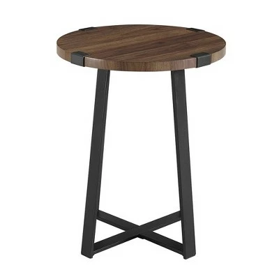 Wrightson Urban Industrial Faux Wrap Leg Round Side Table - Saracina Home Gray Wash 4 Wrightson Urban Industrial Faux Wrap Leg Round Side Table - Saracina Home Gray Wash - Image 2
