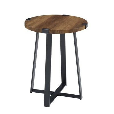 Wrightson Urban Industrial Faux Wrap Leg Round Side Table - Saracina Home Gray Wash 9 Wrightson Urban Industrial Faux Wrap Leg Round Side Table - Saracina Home Gray Wash - Image 7