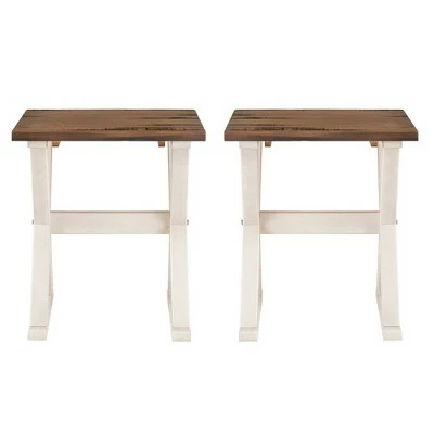 Set of 2 Xavier Farmhouse Trestle Leg Distressed Side Tables - Saracina Home Rustic Oak/white Wash 13 Set of 2 Xavier Farmhouse Trestle Leg Distressed Side Tables - Saracina Home Rustic Oak/white Wash - Image 11