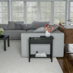 Flip Top End Table with Storage Compartment and Lower Shelf Matte Black - Yorkshire Home -Side Tables Sales unnamed file 1138