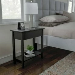Flip Top End Table with Storage Compartment and Lower Shelf Matte Black - Yorkshire Home -Side Tables Sales unnamed file 1139