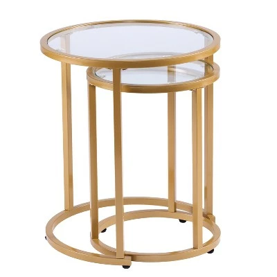 Set of 2 Emma Glam Nesting Side Table Gold - Aiden Lane 8 Set of 2 Emma Glam Nesting Side Table Gold - Aiden Lane - Image 6
