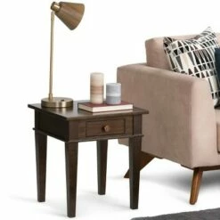 18" Sterling Solid Wood Contemporary End Table - Wyndenhall Dark Tobacco Brown