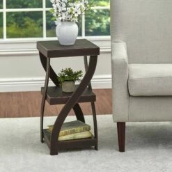 The Lakeside Collection Lakeside Twisted Side Table - Modern Accent Table with Distressed Finish