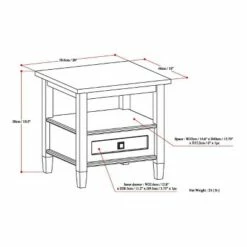 20" Norfolk End Table - WyndenHall Light Golden Brown -Side Tables Sales unnamed file 1239