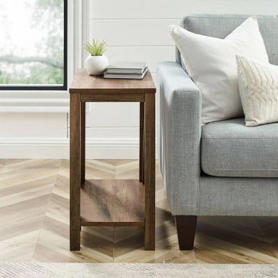 Taylen A Frame Farmhouse Open Storage Side Table - Saracina Home Rustic Oak 5 Taylen A Frame Farmhouse Open Storage Side Table - Saracina Home Rustic Oak - Image 3