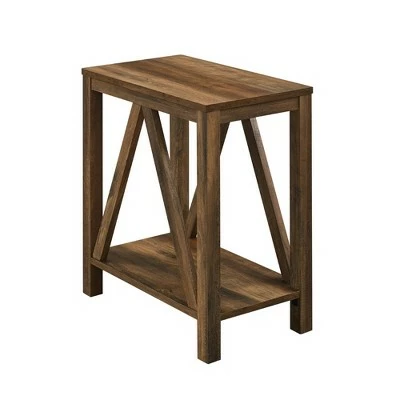Taylen A Frame Farmhouse Open Storage Side Table - Saracina Home Rustic Oak 8 Taylen A Frame Farmhouse Open Storage Side Table - Saracina Home Rustic Oak - Image 6