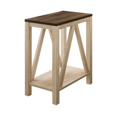 Taylen A Frame Farmhouse Open Storage Side Table - Saracina Home Rustic Oak 9 Taylen A Frame Farmhouse Open Storage Side Table - Saracina Home Rustic Oak - Image 7