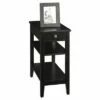 American Heritage 3 Tier End Table with Drawer - Breighton Home Dark Gray Wirebrush