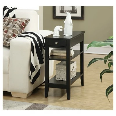 American Heritage 3 Tier End Table with Drawer - Breighton Home Dark Gray Wirebrush 4 American Heritage 3 Tier End Table with Drawer - Breighton Home Dark Gray Wirebrush - Image 2