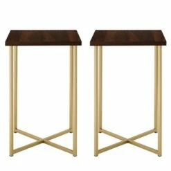 Set of 2 Maxwell Two Tone Glam Side Tables - Saracina Home Dark Walnut/gold -Side Tables Sales unnamed file 128