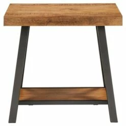 Lanshire Rustic Industrial Metal & Wood End Table - Inspire Q Gray