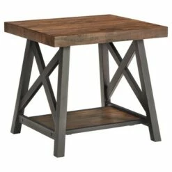 Lanshire Rustic Industrial Metal & Wood End Table - Inspire Q Gray -Side Tables Sales unnamed file 1302