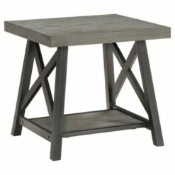 Lanshire Rustic Industrial Metal & Wood End Table - Inspire Q Gray -Side Tables Sales unnamed file 1303