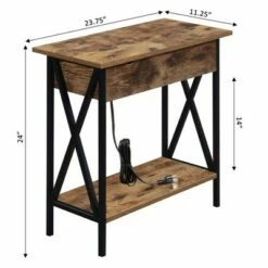 Tucson Flip Top End Table with Charging Station - Breighton Home Barnwood/black -Side Tables Sales unnamed file 1370
