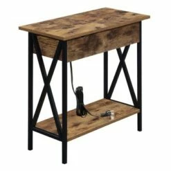 Tucson Flip Top End Table with Charging Station - Breighton Home Barnwood/black -Side Tables Sales unnamed file 1371