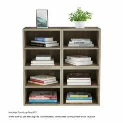 End Table - Stackable Contemporary Minimalist Modular Cube Accent Table Double Shelves for Bedroom, Living Room or Office by Hastings Home (Gray) -Side Tables Sales unnamed file 1449