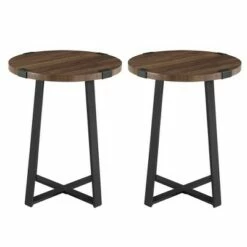 Set of 2 Wrightson Urban Industrial Wrap Leg Round Side Tables - Saracina Home Faux Dark Concrete -Side Tables Sales unnamed file 145
