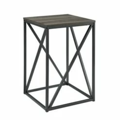 Lina Modern Geometric Square Side Table - Saracina Home Slate Gray -Side Tables Sales unnamed file 1460