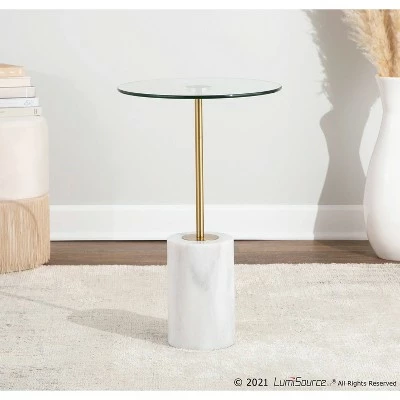 Symbol Contemporary Side Table - LumiSource Marble/nickel/glass Black/nickel/clear 6 Symbol Contemporary Side Table - LumiSource Marble/nickel/glass Black/nickel/clear - Image 4