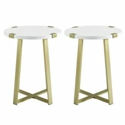 Set of 2 Wrightson Urban Industrial Wrap Leg Round Side Tables - Saracina Home Faux Dark Concrete -Side Tables Sales unnamed file 147