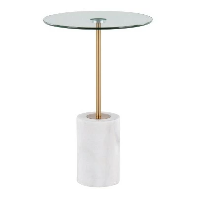 Symbol Contemporary Side Table - LumiSource Marble/nickel/glass Black/nickel/clear 8 Symbol Contemporary Side Table - LumiSource Marble/nickel/glass Black/nickel/clear - Image 6