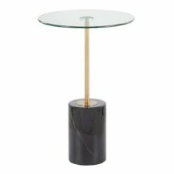 Symbol Contemporary Side Table - LumiSource Marble/nickel/glass Black/nickel/clear 20 Symbol Contemporary Side Table - LumiSource Marble/nickel/glass Black/nickel/clear -Side Tables Sales unnamed file 1472