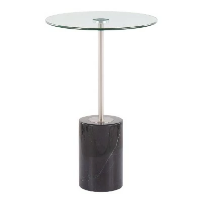 Symbol Contemporary Side Table - LumiSource Marble/nickel/glass Black/nickel/clear 11 Symbol Contemporary Side Table - LumiSource Marble/nickel/glass Black/nickel/clear - Image 9
