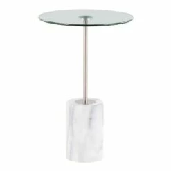 Symbol Contemporary Side Table - LumiSource Marble/nickel/glass Black/nickel/clear 22 Symbol Contemporary Side Table - LumiSource Marble/nickel/glass Black/nickel/clear -Side Tables Sales unnamed file 1474