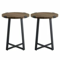 Set of 2 Wrightson Urban Industrial Wrap Leg Round Side Tables - Saracina Home Faux Dark Concrete -Side Tables Sales unnamed file 148