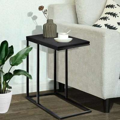 Costway Coffee Tray Sofa Side End Table Ottoman Couch Console Stand TV Lap Snack Black 4 Costway Coffee Tray Sofa Side End Table Ottoman Couch Console Stand TV Lap Snack Black - Image 2