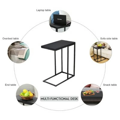 Costway Coffee Tray Sofa Side End Table Ottoman Couch Console Stand TV Lap Snack Black 6 Costway Coffee Tray Sofa Side End Table Ottoman Couch Console Stand TV Lap Snack Black - Image 4