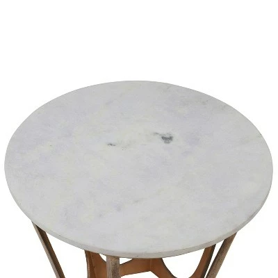 Decor Therapy Marble Topped Side Table White - Décor Therpay 4 Decor Therapy Marble Topped Side Table White - Décor Therpay - Image 2