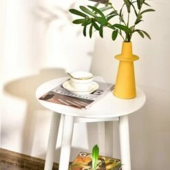 Costway Round End Table with Storage Shelf Home Decor Accent Side Table White -Side Tables Sales unnamed file 1528