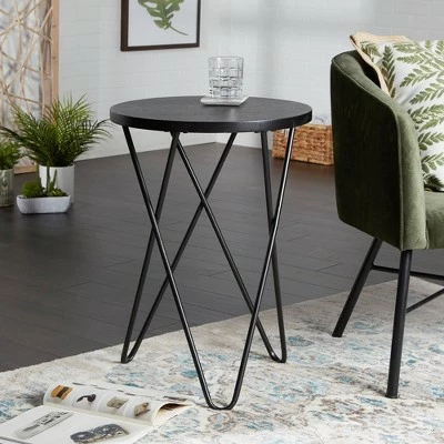 Hairpin Leg Side Table with Wood Top - Decor Therapy White/gold 6 Hairpin Leg Side Table with Wood Top - Decor Therapy White/gold - Image 4