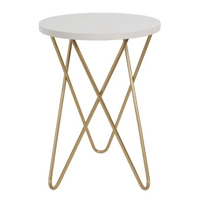 Hairpin Leg Side Table with Wood Top - Decor Therapy White/gold 10 Hairpin Leg Side Table with Wood Top - Decor Therapy White/gold - Image 8