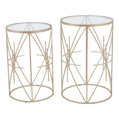 Set of 2 Heritage Side Tables Clear/Gold - ZM Home 4 Set of 2 Heritage Side Tables Clear/Gold - ZM Home - Image 2