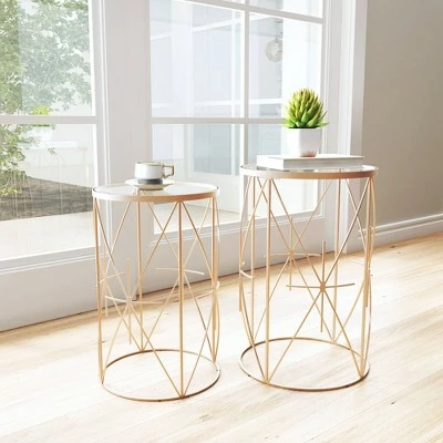 Set of 2 Heritage Side Tables Clear/Gold - ZM Home 5 Set of 2 Heritage Side Tables Clear/Gold - ZM Home - Image 3
