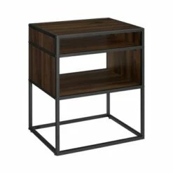 Modern Wood and Metal Side Table with Open Storage - Saracina Home Dark Walnut 15 Modern Wood and Metal Side Table with Open Storage - Saracina Home Dark Walnut -Side Tables Sales unnamed file 1591