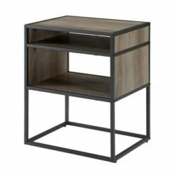 Modern Wood and Metal Side Table with Open Storage - Saracina Home Dark Walnut 16 Modern Wood and Metal Side Table with Open Storage - Saracina Home Dark Walnut -Side Tables Sales unnamed file 1592