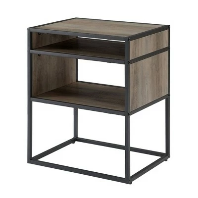 Modern Wood and Metal Side Table with Open Storage - Saracina Home Dark Walnut 9 Modern Wood and Metal Side Table with Open Storage - Saracina Home Dark Walnut - Image 7