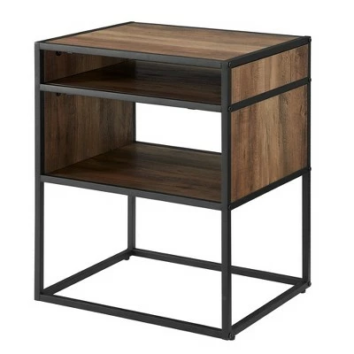 Modern Wood and Metal Side Table with Open Storage - Saracina Home Dark Walnut 10 Modern Wood and Metal Side Table with Open Storage - Saracina Home Dark Walnut - Image 8
