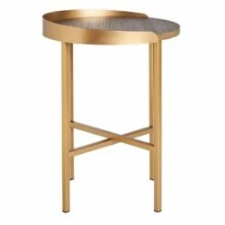Prague Round Side Table Light Gray Oak/Gold - Safavieh -Side Tables Sales unnamed file 1621