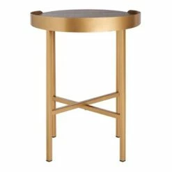 Prague Round Side Table Light Gray Oak/Gold - Safavieh -Side Tables Sales unnamed file 1622