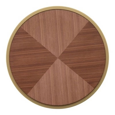 Ervyn Wood and Metal Round End Table - Inspire Q Walnut 5 Ervyn Wood and Metal Round End Table - Inspire Q Walnut - Image 3